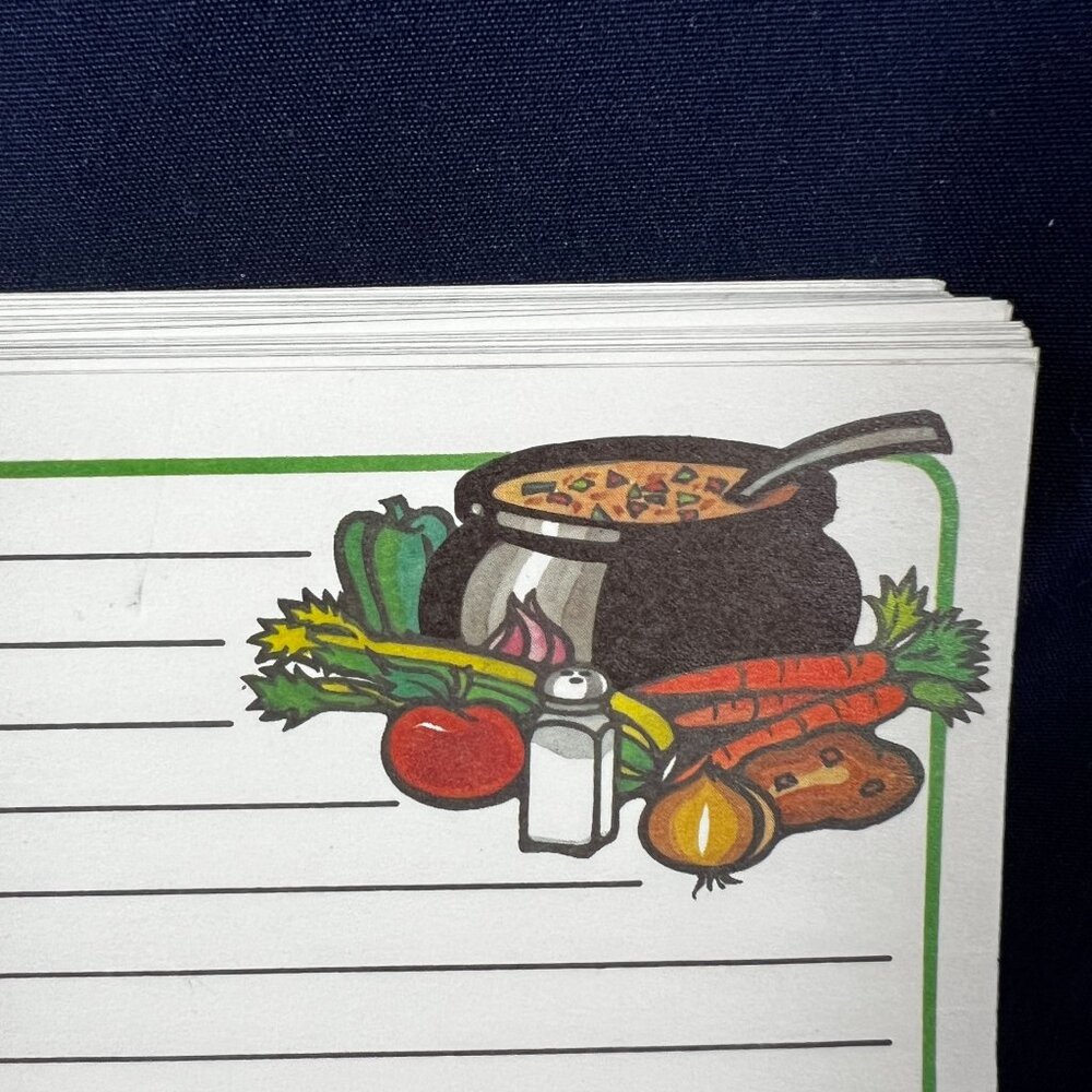 Vintage 1980s Conimar Recipe Cards With Illustrated Pot & Vegetables Design - Se - Picture 2 of 4